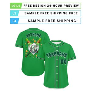 Uniformes d'équipe de baseball personnalisés entièrement imprimés par sublimation OEM/ODM, maillots courts respirants anti-humidité à boutons pour hommes et femmes - Product Image 3