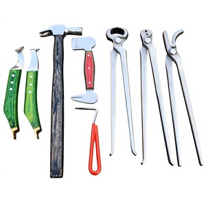Wholesale Farrier Horse Hoof Care Tool Kit 12 Inch Nipper Horseshoe Hammer 13 Inch Nail <b>Puller</b> Clincher 2 Trimming Knives - Product Image 1