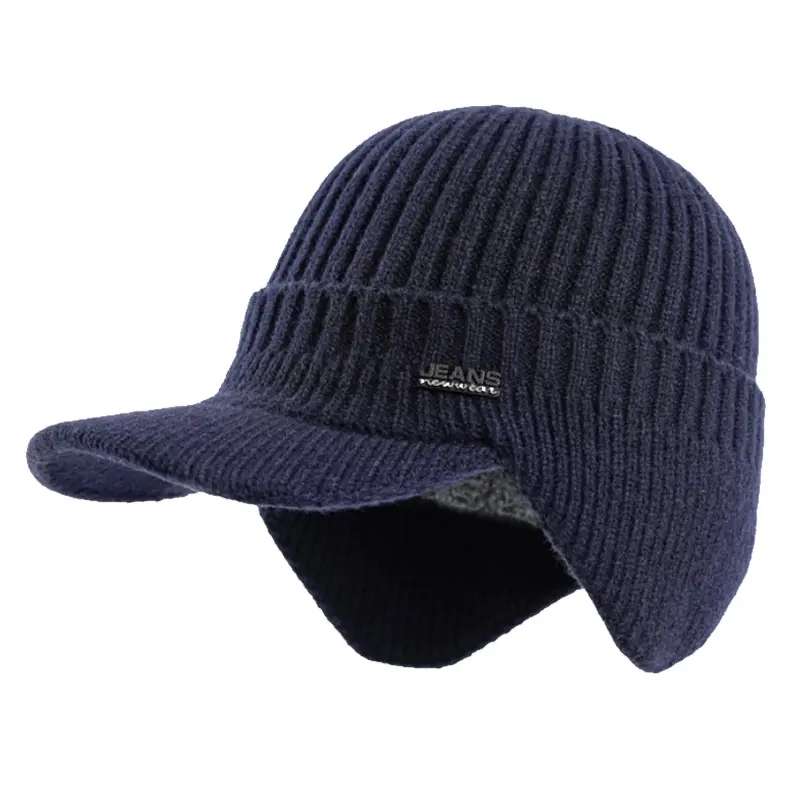 Topi Beanie Hiking Musim Dingin, hangat, topi Beanie pria, topi pakaian aktif, topi Fleece Lined, kabel, musim dingin