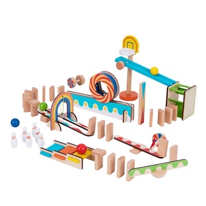 2024 Thiết Kế Mới Bằng Gỗ Domino Trò Chơi Thiết Lập Bóng Theo Dõi Chạy Đầy Màu Sắc Xếp Chồng Xây Dựng Khối Đồ Chơi Cho Trẻ Em - Product Image 1