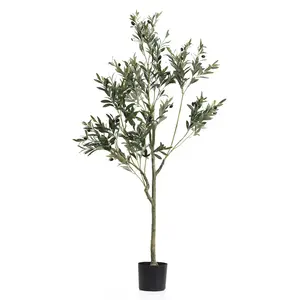 Artificial Olive Tree 6FT Tall Faux Plant For Home Office Decor Indoor Potted Large Ree Natural Wood Trunk Lifelike Fruits