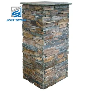Pilar de piedra decorativo, diferentes tamaños oxidados, tapas de columna