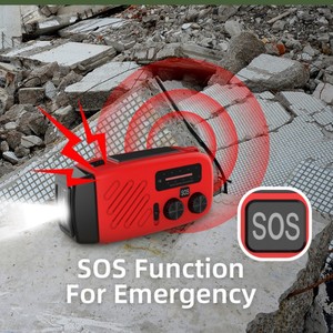 Radio d'urgence avec fonction SOS, batterie rechargeable, FM 64.0-108.0MHz, lampe torche pour utilisation en extérieur - Product Image 1