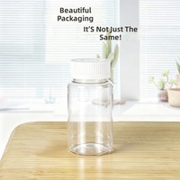 Bouteille vide en PET transparente de 130 ml à large ouverture avec couvercle sécurisé pour capsules d'huile de poisson et pilules, modèle B-130B