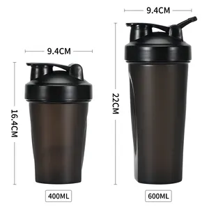 400ML 600ML Logo personnalisé bouteille d'eau en plastique vente en gros Shake bouteille sport bouteille d'eau avec boule d'agitation