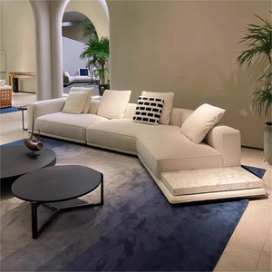 Sofá Seccional de Esquina de Diseño Italiano de Lujo en Cuero y Tela, Diseño de <span class=keywords><strong>Canape</strong></span> para Muebles de Hotel, Apartamento, Villa, Sala de Estar - Product Image 2