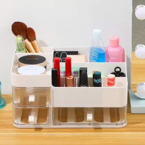 Plastic Makeup Organizer for Vanity Large Skincare Organizers 8 Compartments Bathroom Organizer Cosmetic <strong>Storage</strong> Three <strong>Draw</strong> - Product Image 3