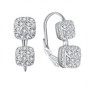 Luxury 925 Sterling <b>Silver</b> Rhodium Plated Moissanite <b>Hoop</b> <b>Earrings</b> with Claw Setting for Women's Wedding Engagement Party Gift - Product Image 4