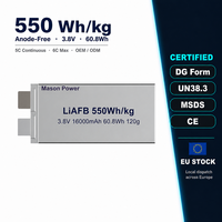 Batterie Mason Power 550Wh/kg sans anode 3.8V 16Ah 120g ultra-légère 5C/6C, échantillons disponibles pour drones FPV Freestyle et longue portée
