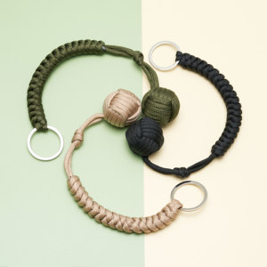 Porte-clés paracorde, nouveau design, noué au poignet, haute résistance, <span class=keywords><strong>auto</strong></span>-défense, outil de survie d'urgence, avec boule en acier, 1 pièce - Product Image 6
