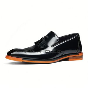 Zapatos Derby de Lujo Grabados, Hechos de Cuero Genuino de Alta Calidad, Duraderos, con Diseño Brogue, Aptos para Vestimenta Formal de Negocios - Product Image 2