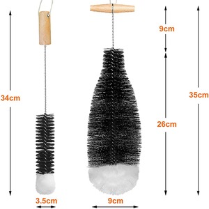 Juego de cepillos de limpieza de madera sin rayas con mango largo para botellas de vidrio y de madera - Product Image 4