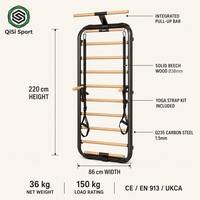 Set de Gimnasio en Casa, Barra de Pared Multifuncional, Equipo de Gimnasio Compacto para Apartamentos Pequeños, Color Gris Carbón