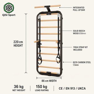 Set Palestra Domestica Multifunzionale con Barra a Muro, Attrezzatura Multifunzione <span class=keywords><strong>per</strong></span> Appartamenti Piccoli, Compatto Grigio Antracite - Product Image 5