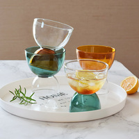 Mug en verre soufflé à la main Excel, coloré et contrasté, en forme de bol, moderne, réutilisable, résistant à la chaleur, en borosilicate, pour café et vin