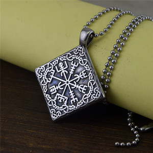 Collar de Moda Retro con Colgante de Cuentas Cuadradas de Acero Inoxidable con Runas Vikingas, Joyería al por Mayor, Personalización de Fábrica - Product Image 4