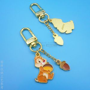 Porte-clés en métal en forme d'animal de dessin animé, pendentif en alliage plaqué or peint, pour cadeau - Product Image 2