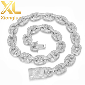 Hot Selling Fashion Jewelry 12mm <b>Iced</b> <b>Out</b> Zircon Chunky Gold Plated Baguette Cuban Link <b>Chain</b> Necklace - Product Image 6