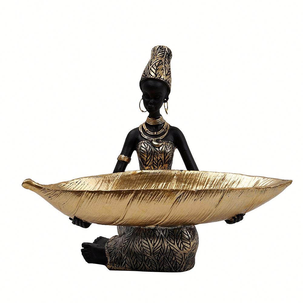 Dropshipping Shopify African Statues and Sculptures for Home Decor, Tribal Art Figurines Gold Vintage Aesthetic Ornament