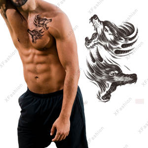 Venta caliente de moda Sexy Hungry Fierce Wolf Art colorido personalizado medio <span class=keywords><strong>brazo</strong></span> arte corporal impermeable <span class=keywords><strong>tatuaje</strong></span> temporal pegatinas - Product Image 2