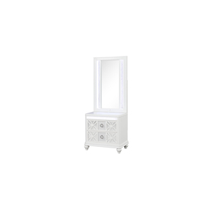 Modern Style Nightstand With <b>Mirror</b> Top White <b>LED</b> Lighted Wood Frame Includes <b>Mirror</b> And Nightstand - Product Image 1