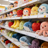 Jouets en peluche personnalisés OEM ODM, mignons, doux, kawaii, en forme de fruits, d'animaux marins, de personnages de dessins animés, pour les enfants, pour jouer au quotidien