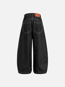 Jeans <span class=keywords><strong>Balloon</strong></span> Personalizzati da Uomo in Denim Pesante 14oz, Vita Alta, Vestibilità Ampia, Stile Y2K Streetwear, Lavati, Gamba Larga, Cargo, Skate - Product Image 2