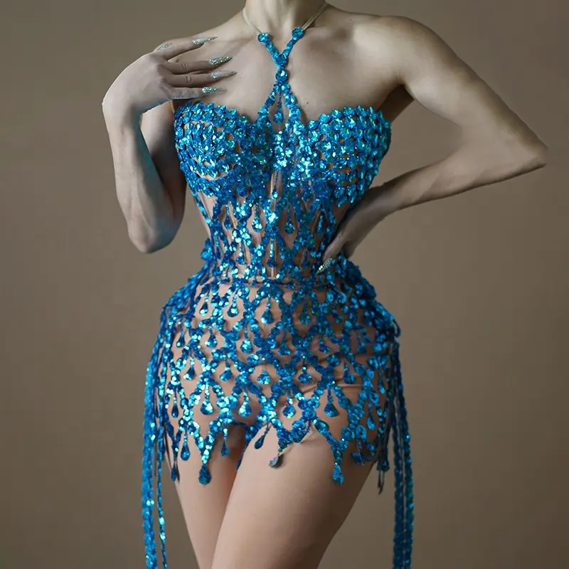 女性のための新しいファッションの服エレガントなロイヤルブルーのウェディングドレスカジュアルドレスY3505卸売製品エレガントなセクシー