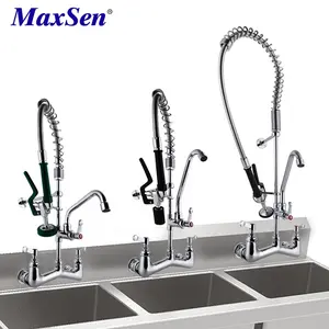 Brass Deck And Wall Mount Commercial Pre Rinse Mixer Dishwasher Kitchen Sink Faucet