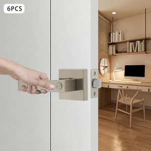 Lot de 6 poignées de <span class=keywords><strong>porte</strong></span> intérieures en alliage de zinc robustes avec fonction de <span class=keywords><strong>d</strong></span>éverrouillage <span class=keywords><strong>d</strong></span>'urgence pour chambre et salle de bain, norme américaine - Product Image 3