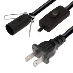 Cable de extensión de alimentación de 2 pines, interruptor de atenuación de Cable eléctrico de CA, lámpara de sal con soporte de lámpara E12 E26, EE. UU.