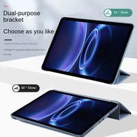 Étui en cuir pliable à trois volets Redmi Pad 2 SE 9,7 pouces 2026 avec support magnétique, fonction veille automatique, antichoc, anti-poussière, silicone + cuir PU