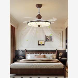 Ventilateur de plafond de style vintage avec lampe LED, montage encastré pour chambre à coucher, salle à manger, design de ventilateur invisible - Product Image 3