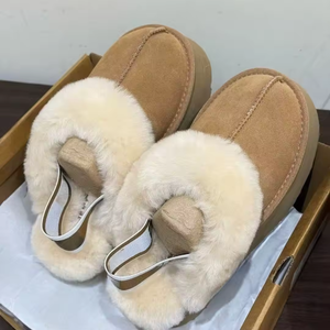 Botas de nieve de cuero con suela gruesa al por mayor, pantuflas de piel suave para mujer, botas de nieve de plataforma de alta calidad para exteriores. - Product Image 2