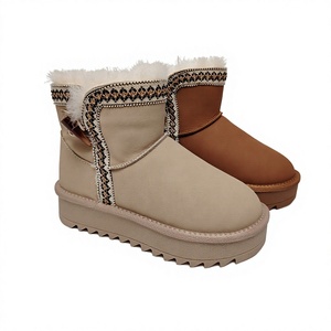 Bottes d'hiver confortables et chaudes pour femmes, style ethnique, plateforme, imperméables, avec boutons en corne, doublure en fourrure de <span class=keywords><strong>mouton</strong></span>, OEM ODM - Product Image 1