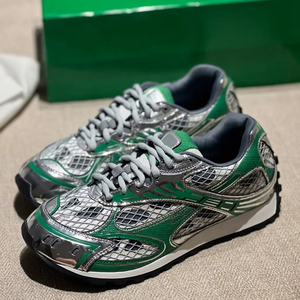 Zapatos de Diseñador Bottegas Venetas Orbit Silberne, Zapatillas Deportivas de Verano con Cordones, Parte Superior de Cuero Genuino, Antideslizantes - Product Image 3