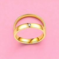 Anneaux de promesse en acier inoxydable lisse avec zircon pour couples amoureux, hommes et femmes, cosplay d'anime, 4 mm, bijoux pour fiançailles et mariage
