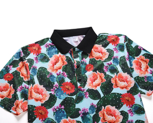 Polo personnalisé imprimé sur toute la surface AOP pour hommes, 100% coton respirant, impression par sublimation, t-shirts à col - Product Image 2