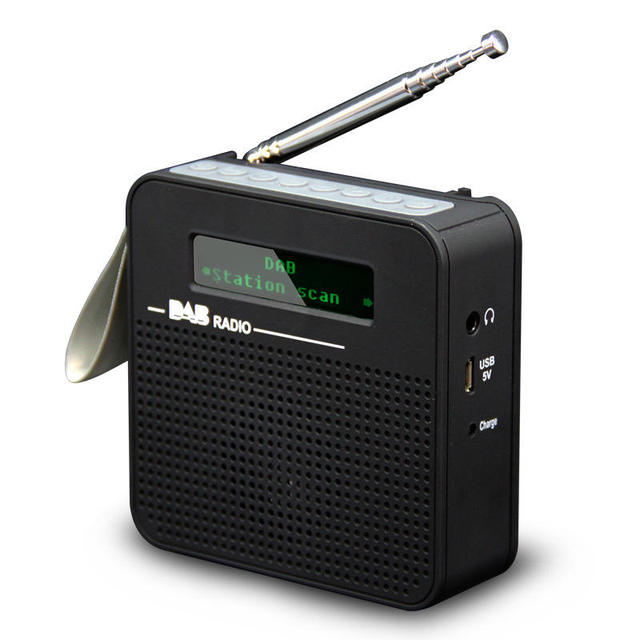 Custom Black Mini DAB+ Digital Radio with LCD Display and Built-in Battery Portable FM Radio for European Broadcast Reception