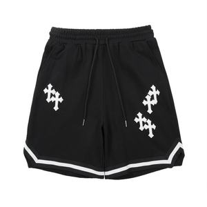 Shorts pour hommes en coton d'été de style hip-hop personnalisés en gros, imprimé court et bouffant, décoration en forme de V avec cordons, taille plus - Product Image 2