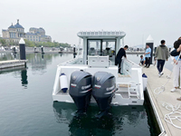 Bateau de pêche en aluminium de 11 m (35 pieds) avec cabine de luxe, grand pont, cuisine, salle de bain séparée, moteur hors-bord pour loisirs et pêche