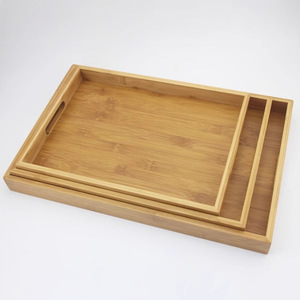 Bandeja de Servir Rectangular Grande de Bambú para Restaurante, con Diseño de Madera, SB-250 - Product Image 1