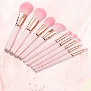 Brochas de maquillaje con logotipo propio, 9 brochas de maquillaje de diamante rosa brillante, brochas de maquillaje sintéticas suaves