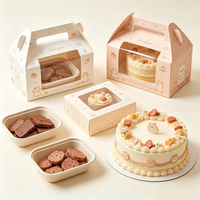 Boîte à gâteau personnalisée pour animaux de compagnie avec poignée et fenêtre, en carton kraft de qualité alimentaire pour anniversaire de chien ou de chat, vente en gros