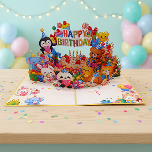 Carte de vœux d'anniversaire personnalisable en papier écologique 3D pop-up avec impression offset et vernissage mat - Product Image 4