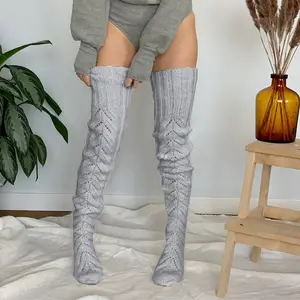 Fornitori invernali scaldamuscoli coscia calza alta sopra il ginocchio lavorato a maglia calzini per donne scaldamuscoli calze