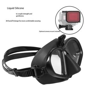 Masque de plongée et de snorkeling unisexe à faible volume avec verres en silicone et en verre trempé pour la plongée libre transfrontalière - Product Image 4