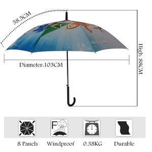 46IN Modern Straight Wooden Handle Semi-Automatic All in 1 Dance Props Blue White Porcelain Windproof Personal <b>Umbrellas</b> Stick - Product Image 5