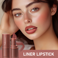 Crayon à lèvres crémeux waterproof marron foncé, stylo contour des lèvres avec fini mat et brillant, maquillage des lèvres mixte, rouge à lèvres foncé waterproof