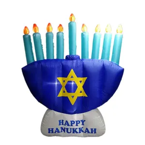 High quality Chanukah Holiday Inflatable Model Decorations airblow Hanukkah Happy Menorah Lighted Up Outdoor Use